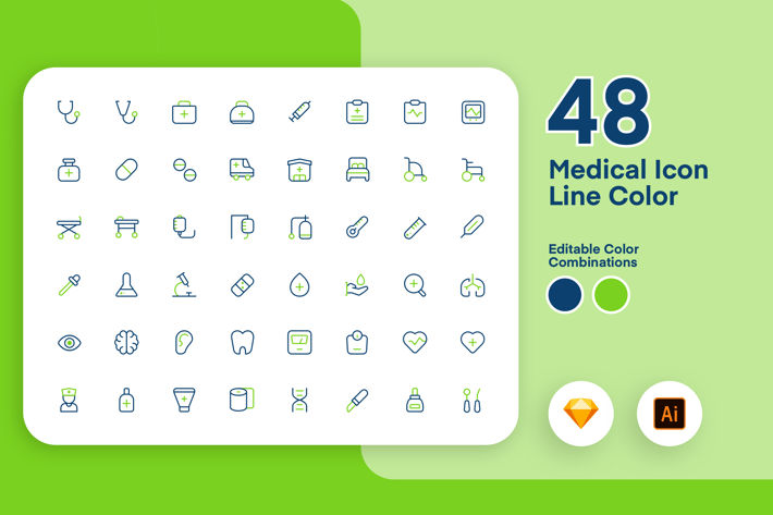 Medical Icon Line Color 