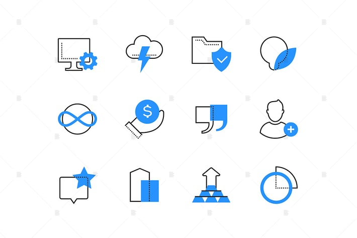 Finances and technology color icons set