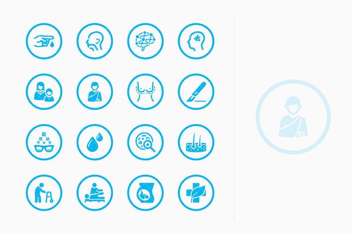 Medical Specialties Icons Set 2 - Blue Circles