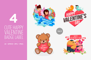 Cute Happy Valentine Vector Illustration Set Vol.3