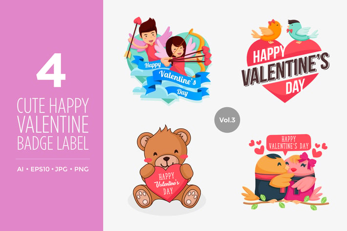 Cute Happy Valentine Vector Illustration Set Vol.3