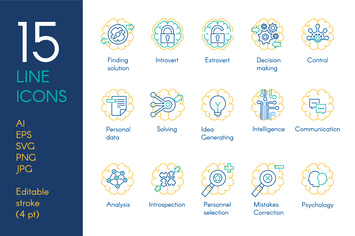 Brain Activity Icons Set