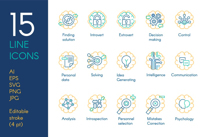 Brain Activity Icons Set