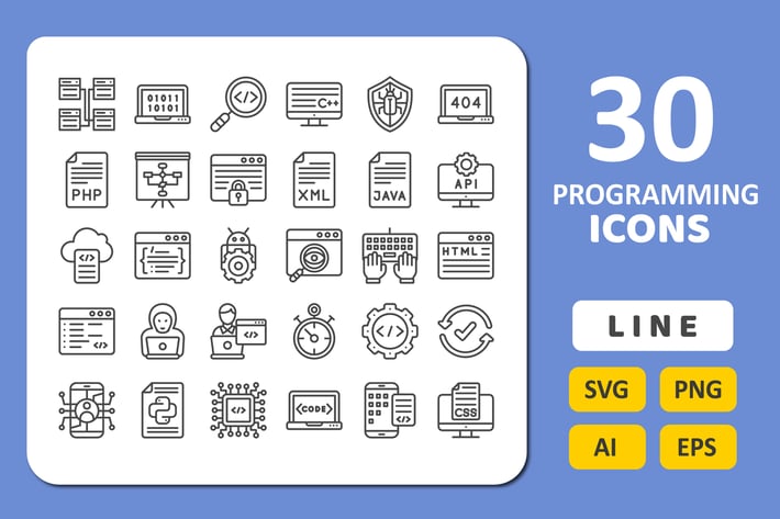 30 Programming Icons - Line