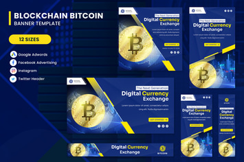 Cryptocurrency Bitcoin Banner Set Template