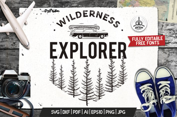 Wilderness Logo, Retro Camping Badge Template