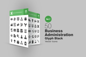 50 Business Administration Glyph Icons