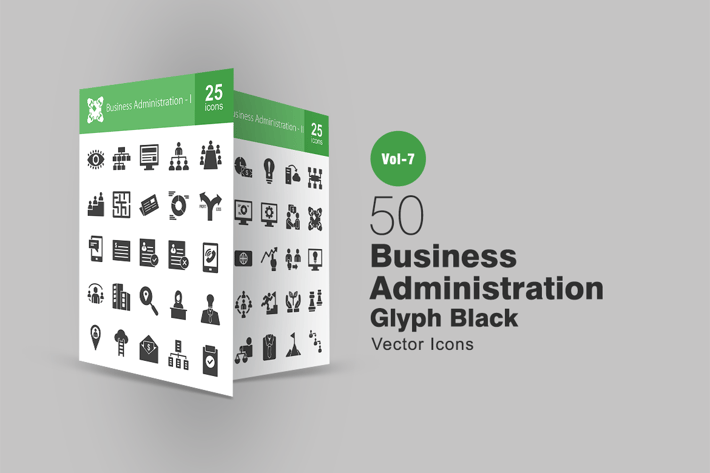 50 Business Administration Glyph Icons