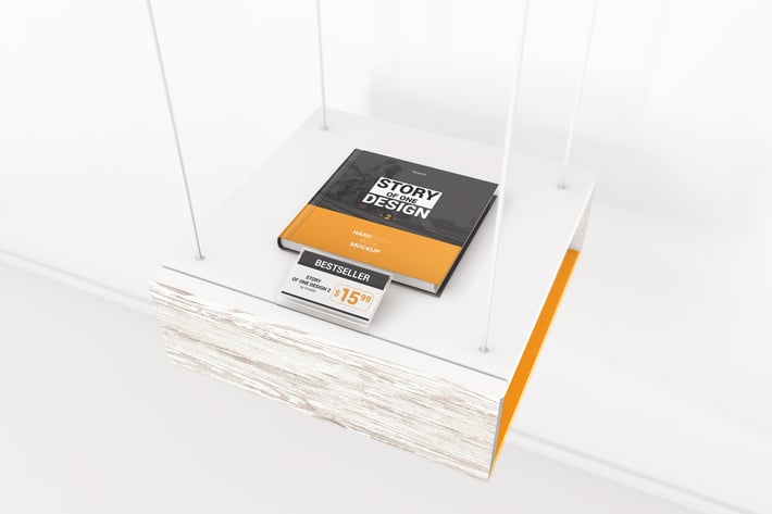 Hardcover Square Book With Price Tag Mockups