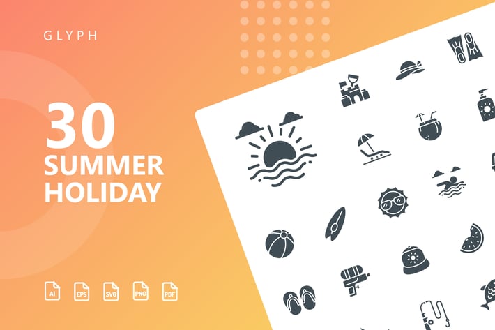Summer Holiday Glyph Icons
