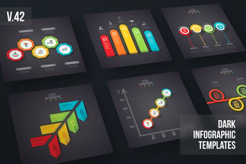 Dark Infographics template set v.42