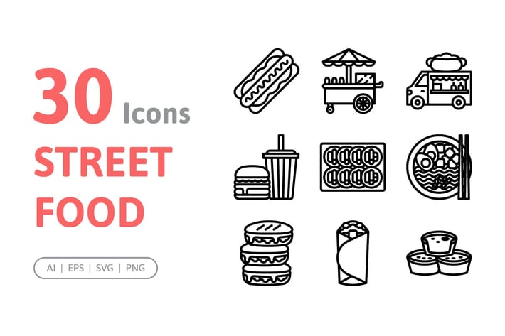 30 Street Food Icons