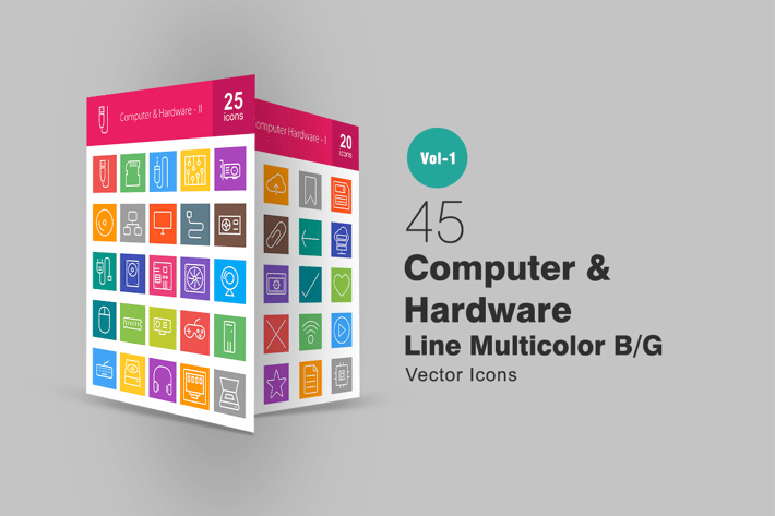 45 Computer Line Multicolor Icons