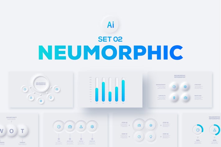 Neumorphic Infographics Set 02