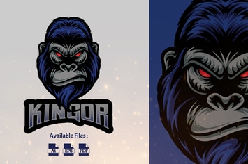 King Gorilla Sport and Esport Logo Template