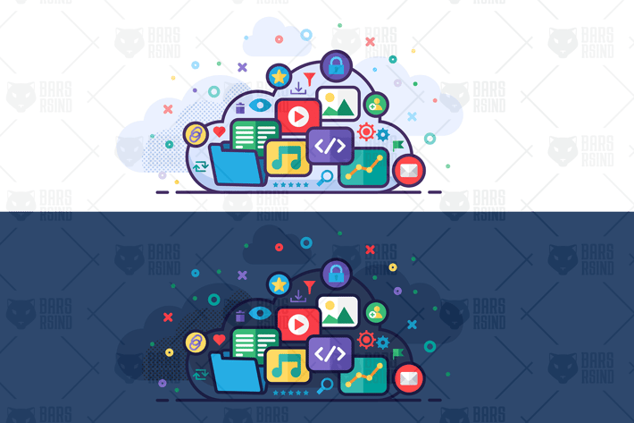 Vector Cloud Storage Concept Illustration