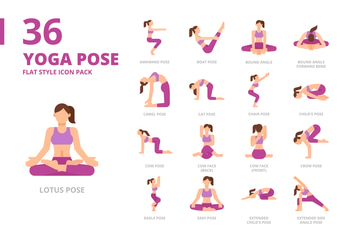 Yoga Pose1 Flat Style Icon Set