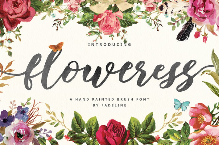 Floweress - Hand Painted Brush & WEBFONT