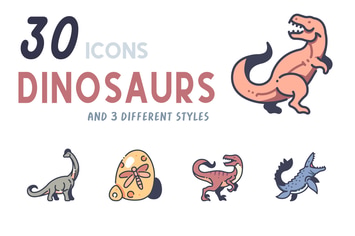 Elements 30 Dinosaurs icon set