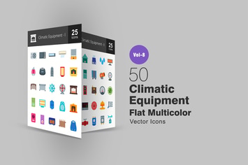 50 Climatic Equipment Flat Multicolor  Icons