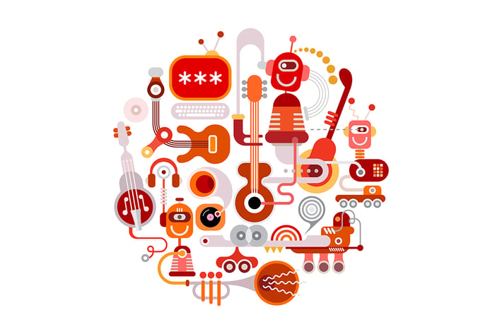 Futuristic Recording Studio round shape artwork