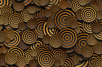 Black circles with golden rings