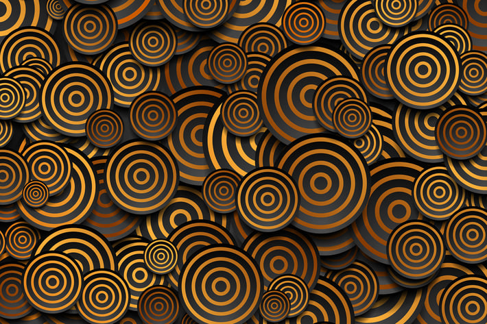 Black circles with golden rings