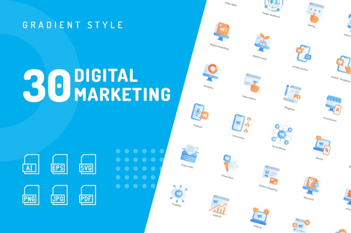 Digital Marketing Flat Icons