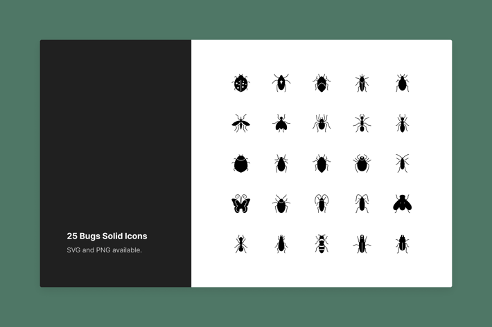 Bugs Icon Set - Solid Style