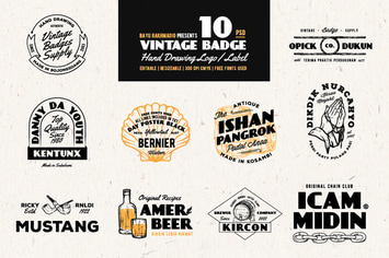 10 Vintage Badges Drawing 
