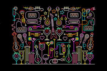 Cocktail Party Night Neon Colors Vector Picture