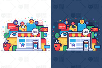 Online Sale In Shop Concept
