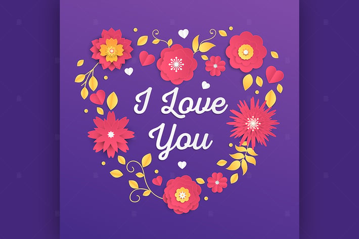 I love you - modern vector colorful illustration