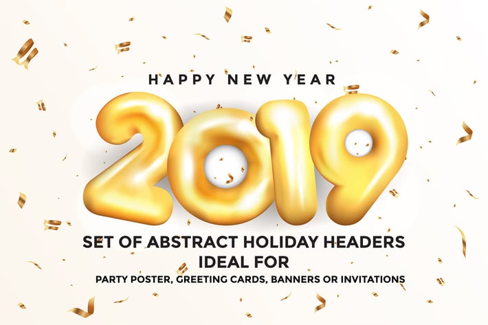Happy New Year 2019 Golden Greeting Cards