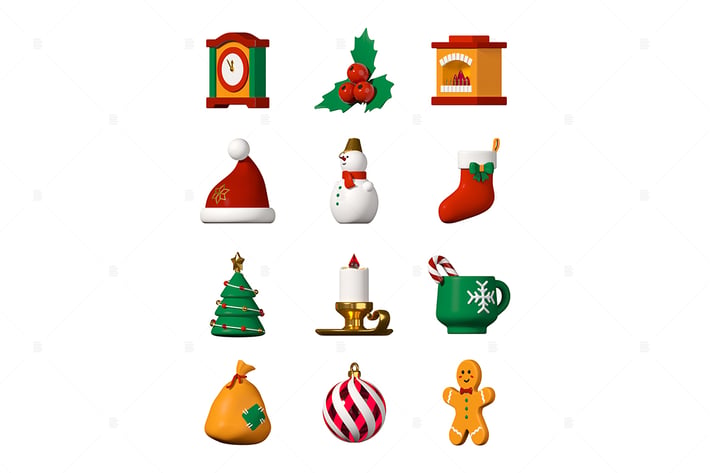 Winter holiday symbols - modern colorful 3d icons 