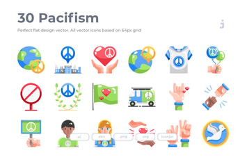 30 Pacifism Icons - Flat