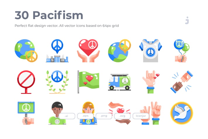 30 Pacifism Icons - Flat