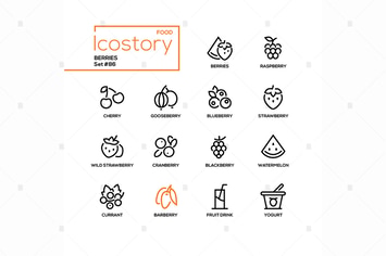 Berries - modern line design style icons set