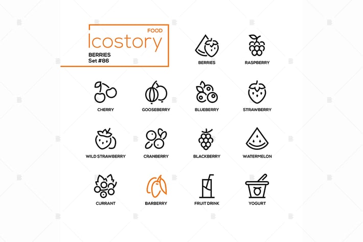 Berries - modern line design style icons set