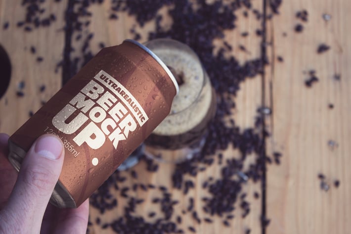 Black Malt Can & Hand Mockup