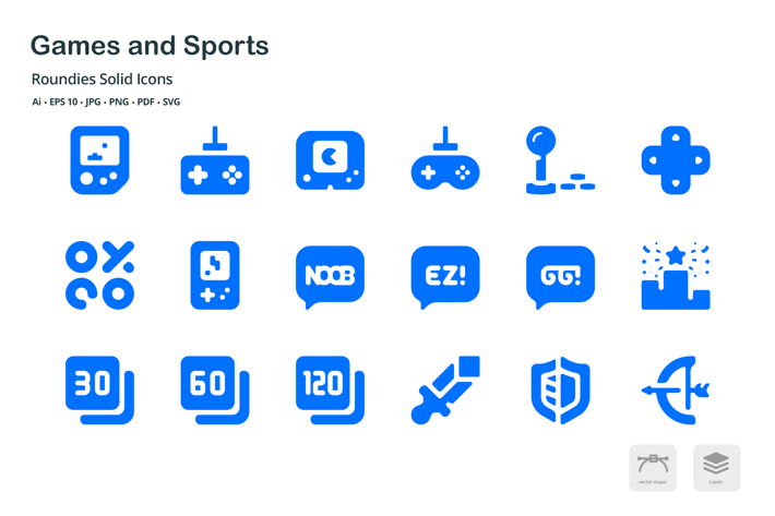 Games and Sports Roundies Solid Glyph Icons