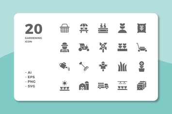 20 Gardening Icons (Solid)