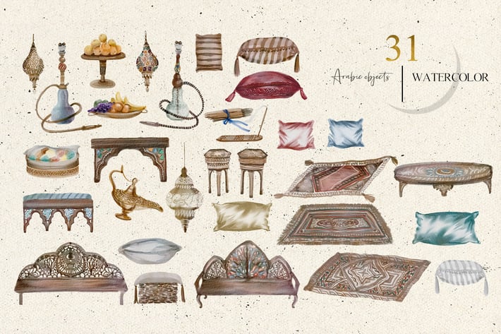 Arabic watercolor creator - oriental set 
