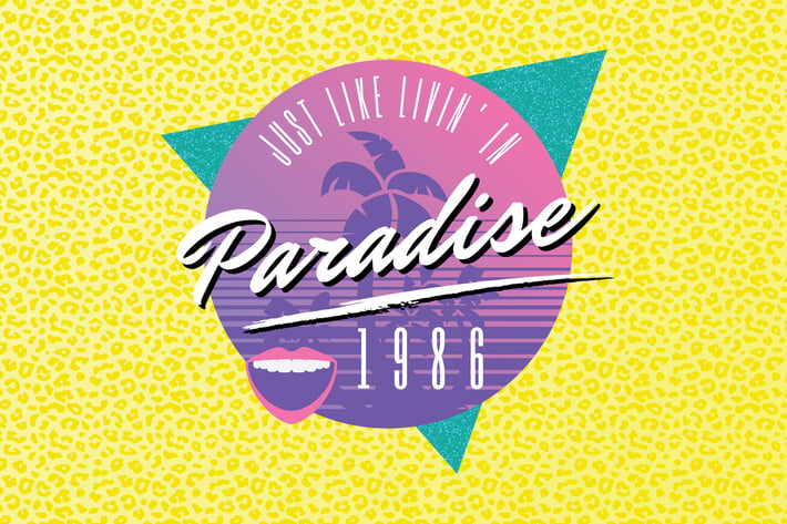 1980s Beach Party Logo Design