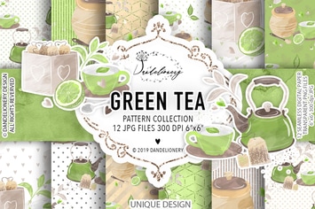 Green Tea digital paper pack