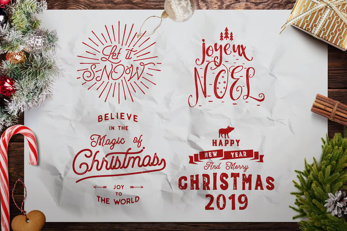 Retro Christmas Lettering Overlays / Xmas Sayings