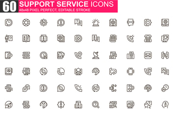 Support Service Thin Line Icons Pack
