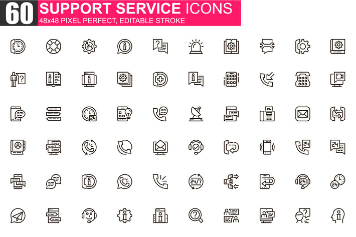 Support Service Thin Line Icons Pack