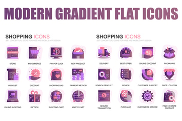 Modern Set Gradient Flat Icons