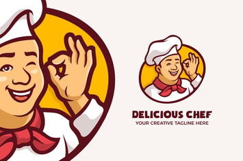Delicious Restaurant Chef Mascot Character Logo